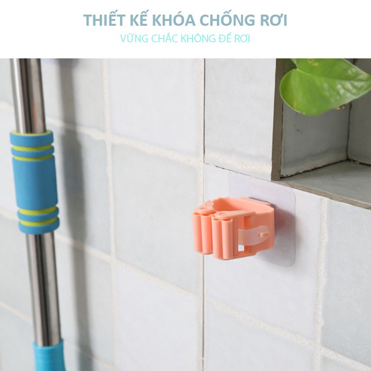 Móc dán tường giữ cây lau nhà / treo chổi chịu lực tốt không thấm nước, mã MOC_CHO