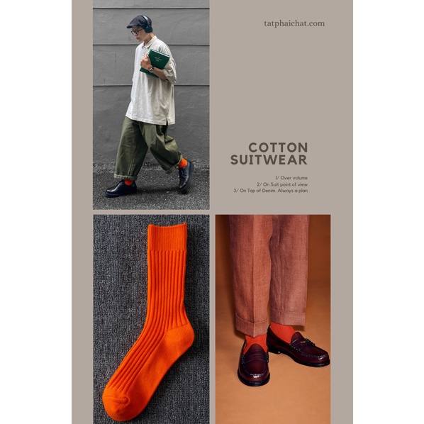 Vớ Tất Cam cao cổ sọc gân cá tính nổi bật