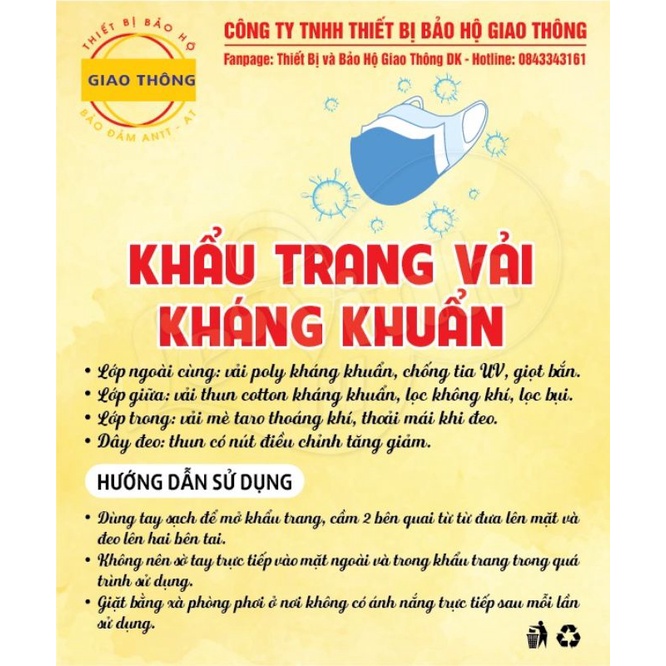 KHẨU TRANG VẢI KHÁNG KHUẨN 3 LỚP IN LOGO mã KTBH30 | BigBuy360 - bigbuy360.vn