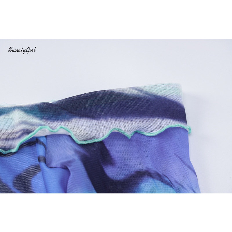 Áo Thun Tay Dài Dáng Ôm Hở Vai Họa Tiết Màu Nhuộm Thời Trang 2022 Dành Cho Bạn Nữ