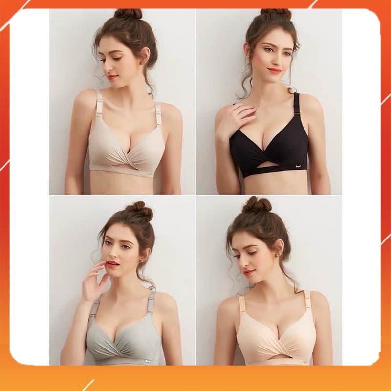 Áo lót nữ cotton lụa cao cấp không gọng ôm gọn và nâng đẩy ngực đệm mút dày xoắn ngực A9756