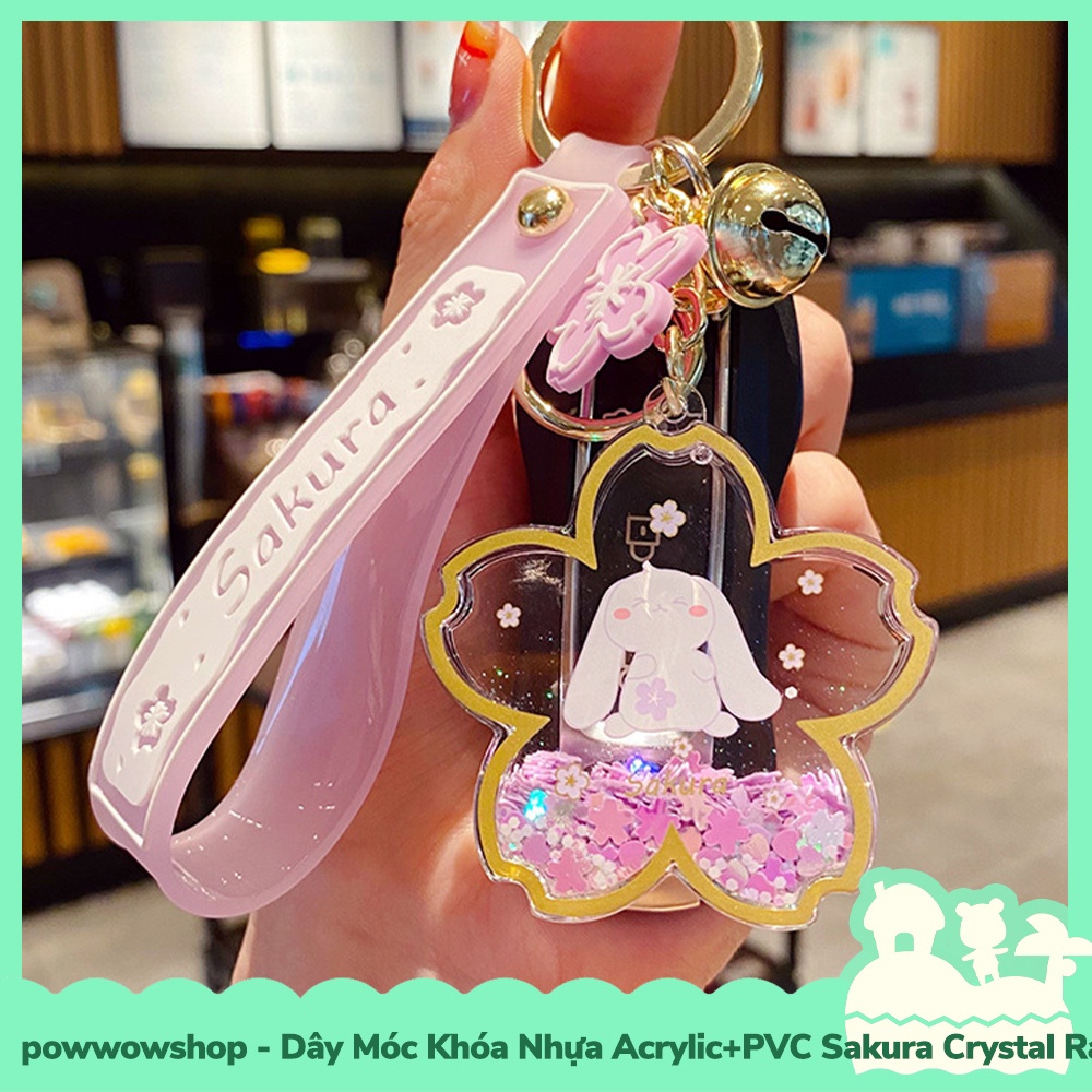 [Sẵn VN - Hỏa Tốc] Dây Móc Khóa Nhựa Acrylic Trong Suốt Mẫu Sakura Crystal Rabbit Moon