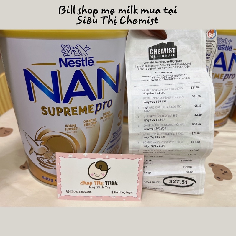 Sữa Nan Supreme Pro Úc 800G cho bé dị ứng đạm bò TP1P lon 800G ✈️🍼🇦🇺 Tặng Khăn ướt Hàn Quốc 🎁