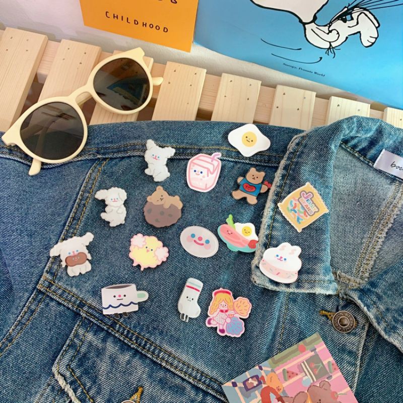 Huy hiệu cài áo, cài balo. Ghim cài áo, cài balo. Pin cài áo, cài balo dd. S002 sticker bình và bò