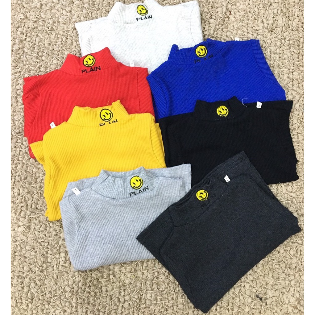 Áo cổ lọ cho bé trai, bé gái chất cotton len tăm
