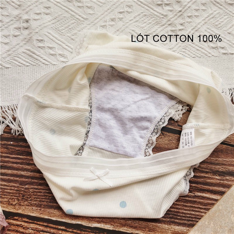 Quần lót nữ cotton gân tăm kháng khuẩn chấm bi, quần chip nữ chất đẹp HAVANA FLQ111