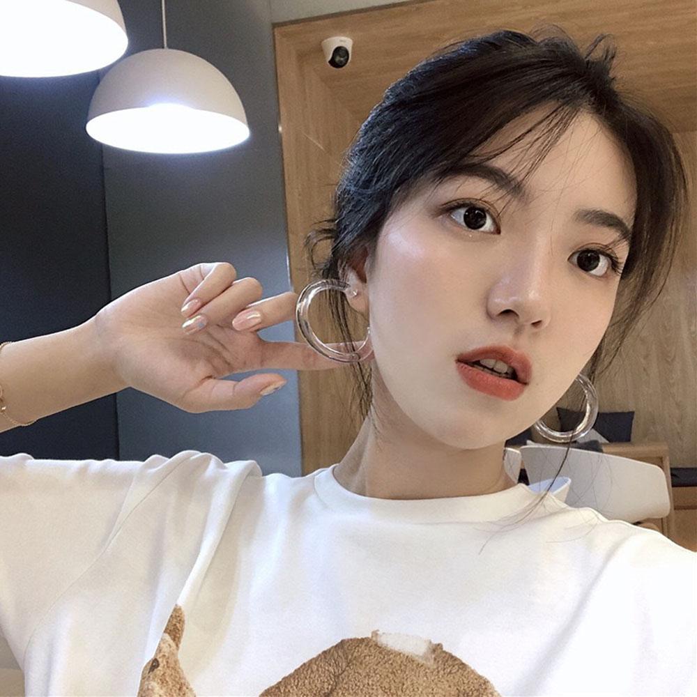 Bông Tai Dạng Xỏ Bằng Nhựa Acrylic Trong Suốt Phong Cách Pháp 2021