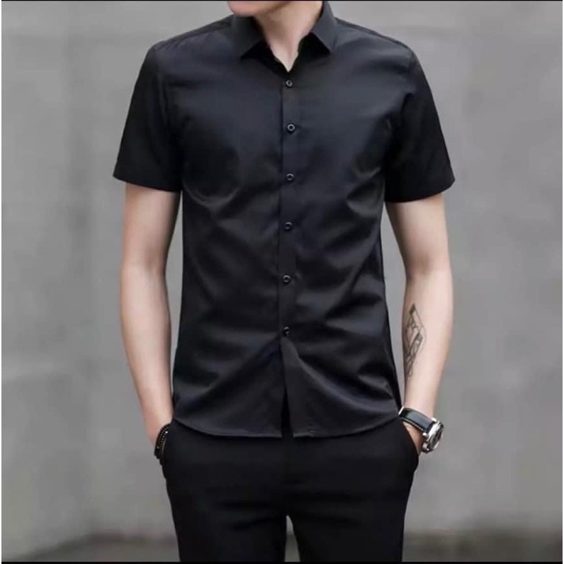 Áo sơ mi nam Gấu 194 tay ngắn cổ bẻ vải coton lụa mềm mịn, ít nhăn - form slimfit [Có Big Size]