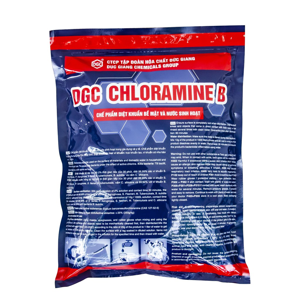 Cloramin B DGC Việt Nam 25%, bột khử trùng nước, sát khuẩn đồ dùng, khử khuẩn bề mặt (Chloramine B) - 1 Kg