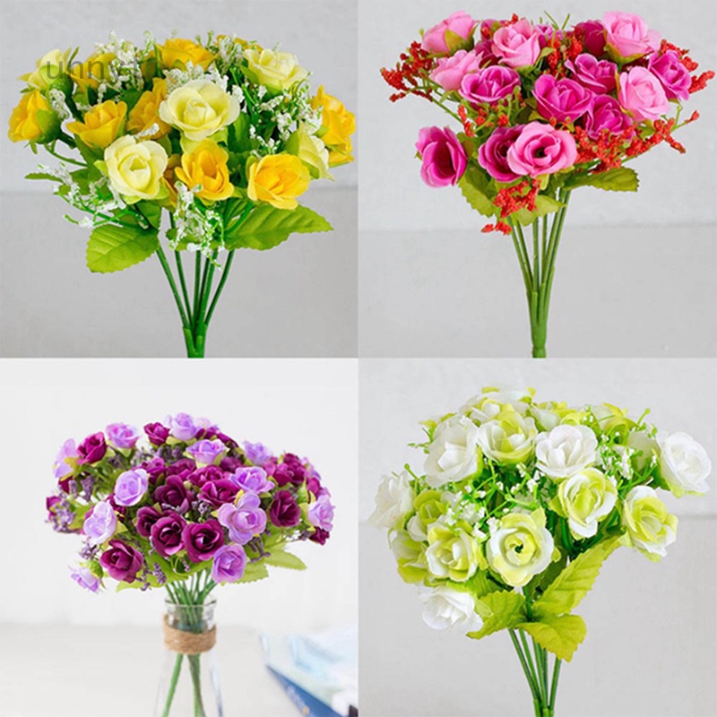 Bó 21 Bông Hồng Giả Bằng Nhựa Dùng Trang Trí Nhà Cửa