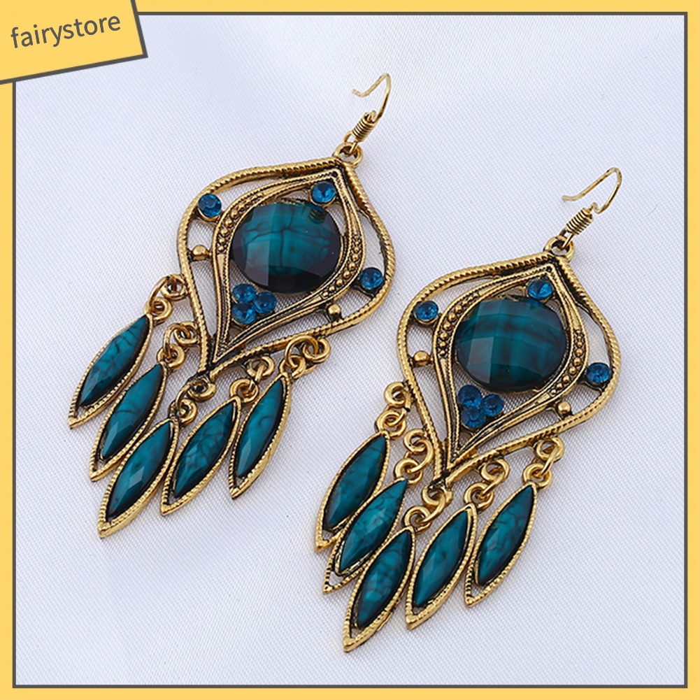 Khuyên Tai Dáng Dài Phối Tua Rua Phong Cách Bohemian