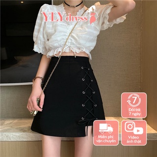 Chân váy đan dây dáng ngắn - Quần váy nữ dáng chữ A chất tuyết mưa có quần bảo vệ sẵn kho 3 size giá rẻ C372