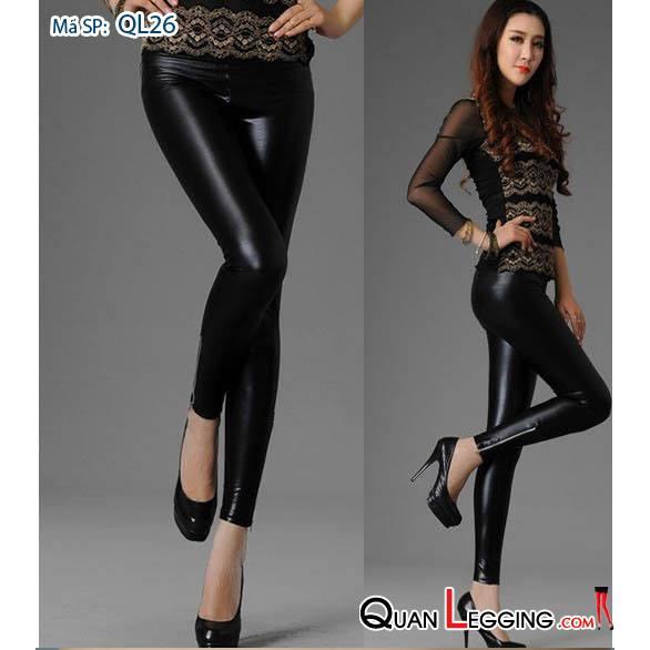 Quần Legging da bóng có dây kéo dưới ống chân sành điệu