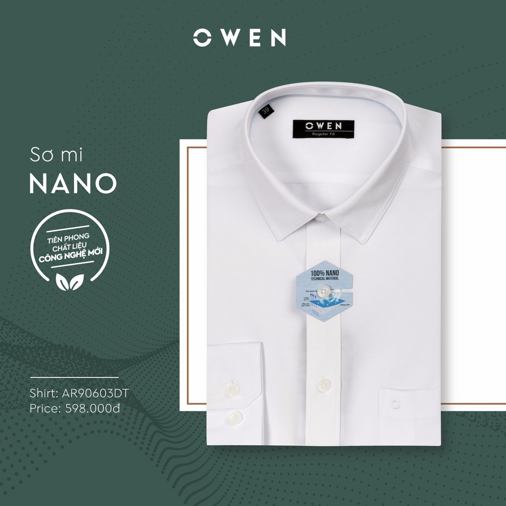 NEW 💯 . OWEN - Áo sơ mi trắng Owen Regularfit chất Nano không nhăn (không túi ngực) Cực Đẹp .1 . M08 : ࿄ '