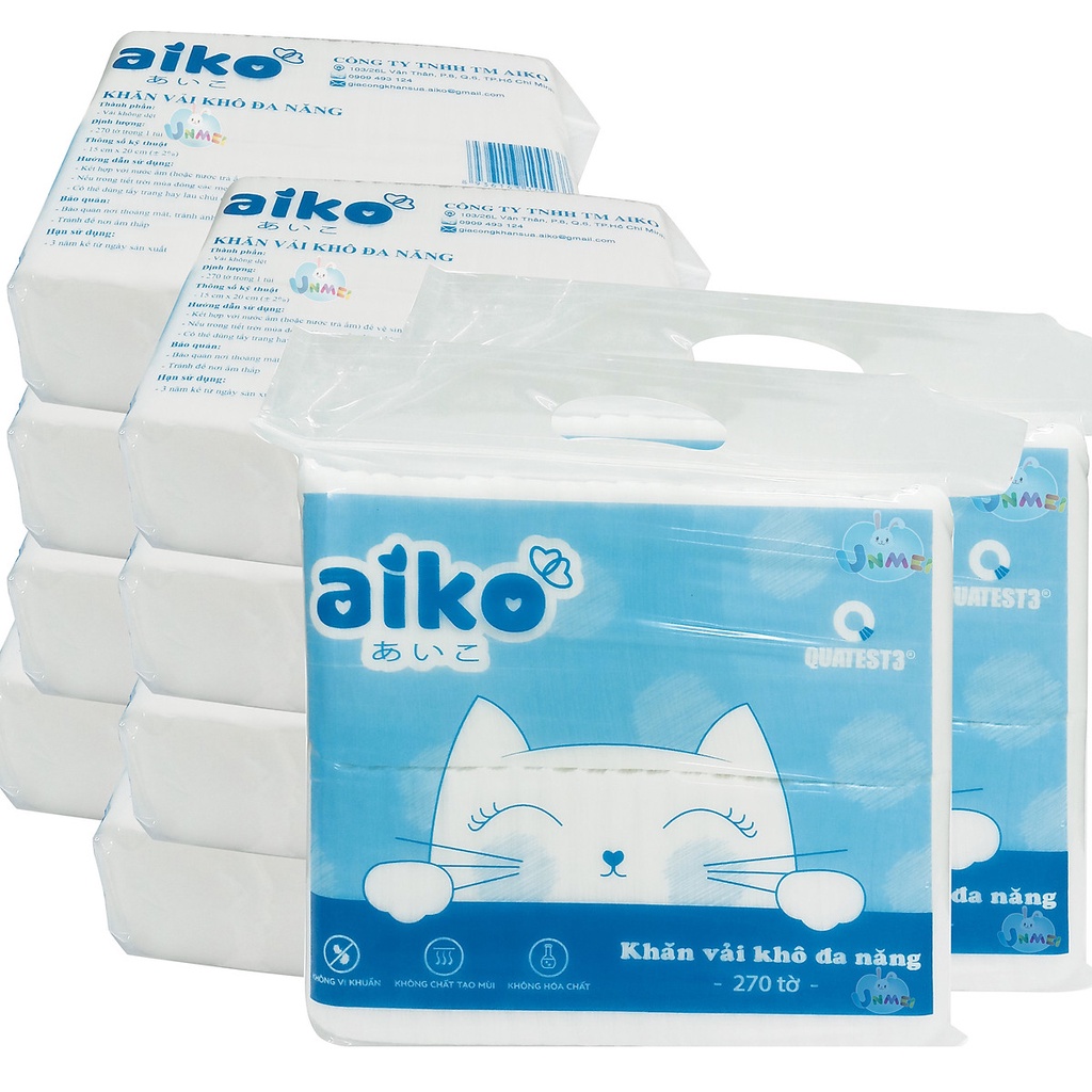 - Khăn vải khô đa năng Aiko 270 tờ
