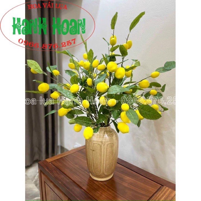 Cành quả chanh 7 quả to thân mốc cao cấp dài 1m- Cành quả giả