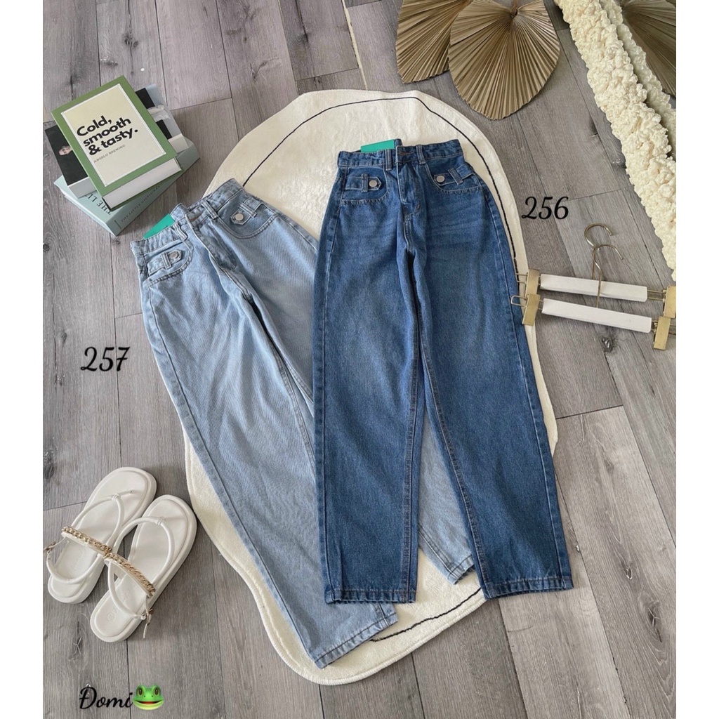 Quần Baggy Jean Nữ Lưng Cao tôn dáng-JT
