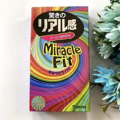 [CHÍNH HÃNG 100%] Bao Cao Su Sagami Miracle Fit hình 3D,(10 bao), Nhật Bản, Siêu mỏng_Lằn thắt 6 vòng_Độc đáo mới lạ xịn