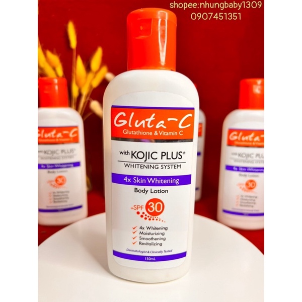 Gluta C White Kojic Plus Sữa dưỡng thể làm sáng da SPF 30