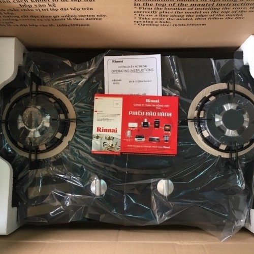 Bếp gas âm Rinnai RVB-212BG Mặt kính cường lực, đánh lửa IC  ngắt gas tự động, Bảo hành chính hãng 2 năm