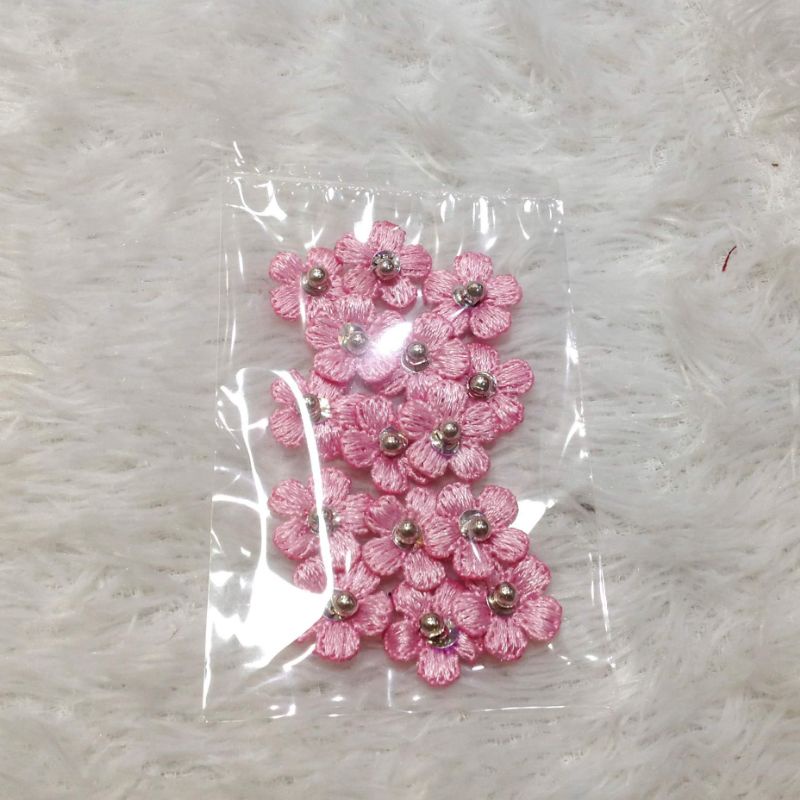 Set 15 hoa mai thêu đính cườm bạc kim sa dễ thương kết trang trí áo dài váy đầm