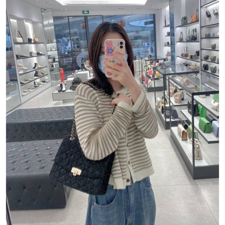 Túi Trám Vải Tweed Charles and Keith chính hãng