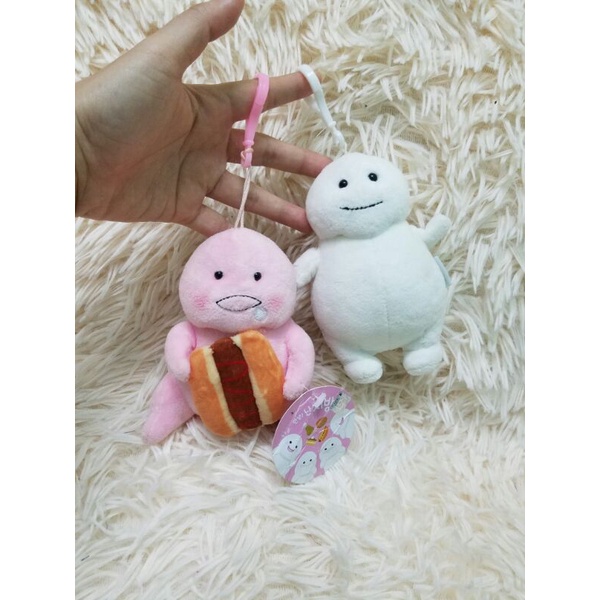 Móc khóa gấu bông mỡ mập cầm bánh