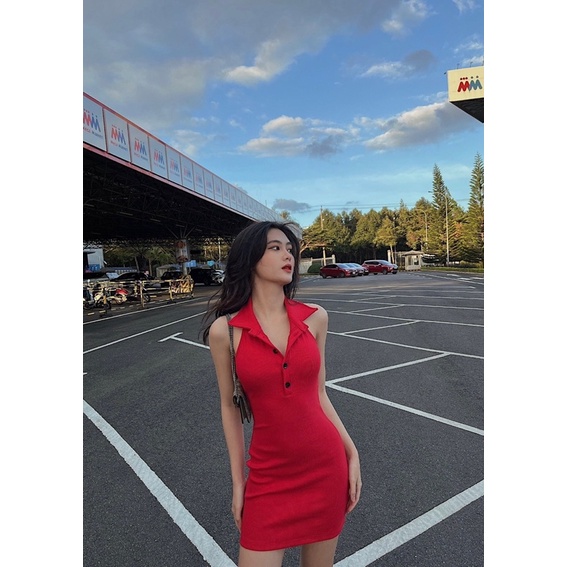 POLO DRESS [𝐂𝐇𝐎𝐂𝐎𝐋𝐀𝐓𝐄 𝐦𝐢𝐱𝐱] Váy ôm body Polo chất bo gân dày dặn