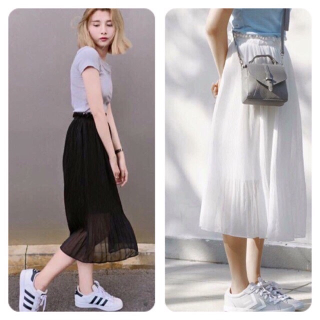 Chân Váy Midi Voan Dập Ly Hot Nhất