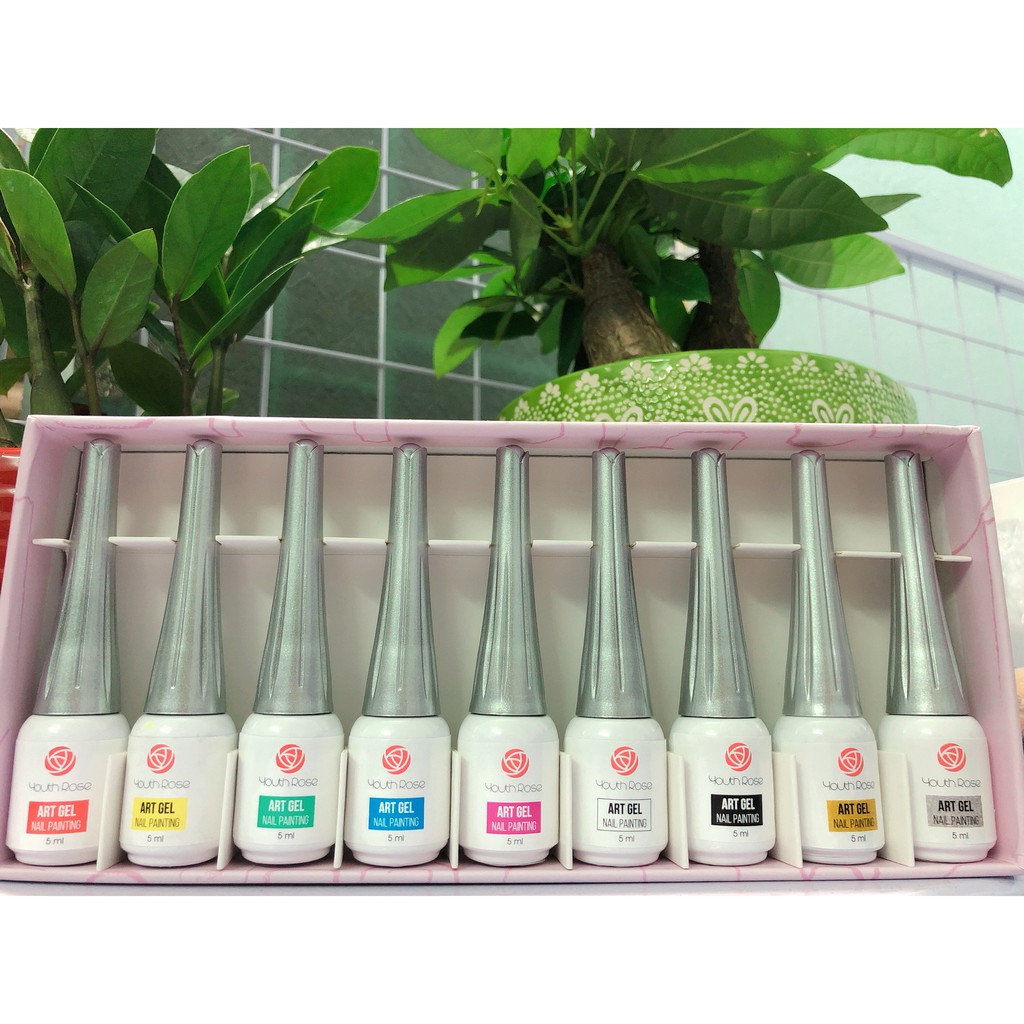 Set Gel Cọ Nét Hoa Hồng 9 chai, Vẽ Nét Nail mảnh