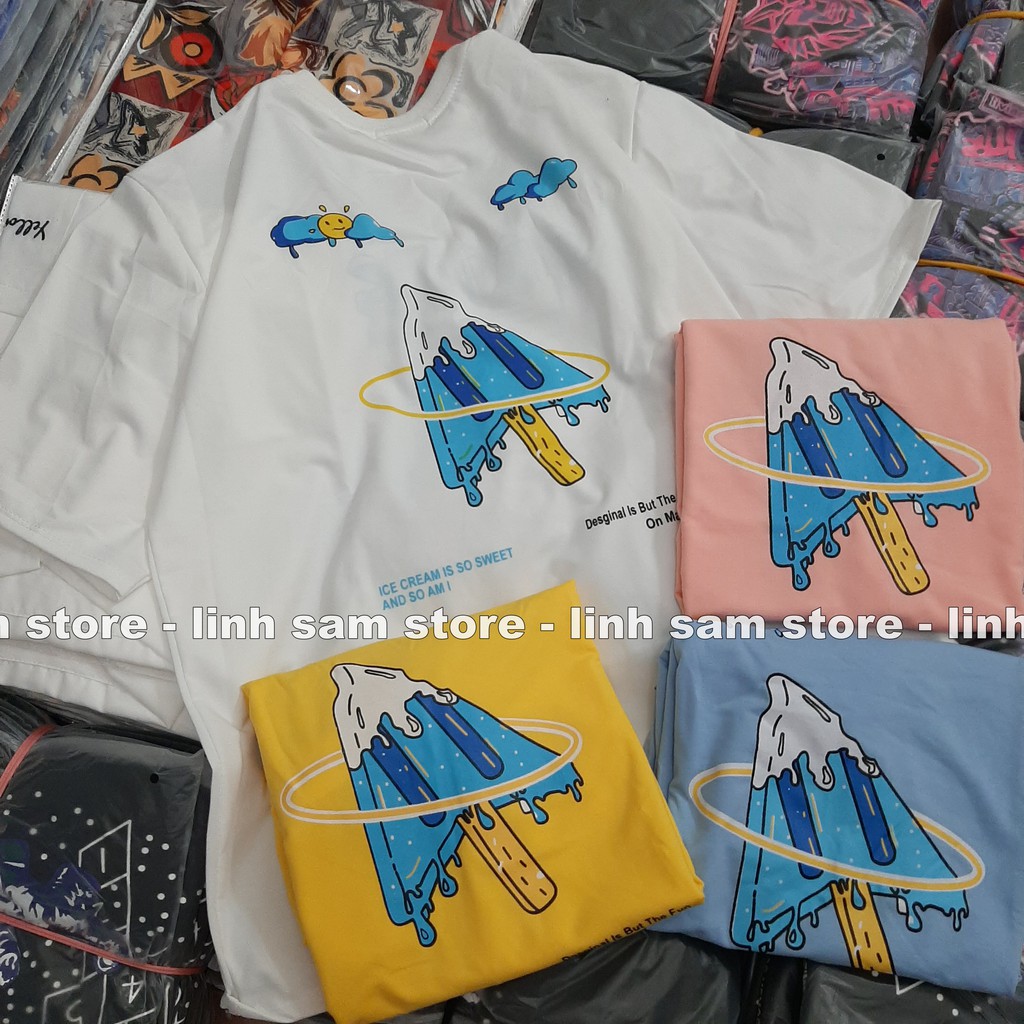 Áo thun tay lỡ nữ freesize phông form rộng Unisex, mặc cặp, nhóm, lớp in CÂY THÔNG HÌNH QUE KEM chữ CLICK | BigBuy360 - bigbuy360.vn