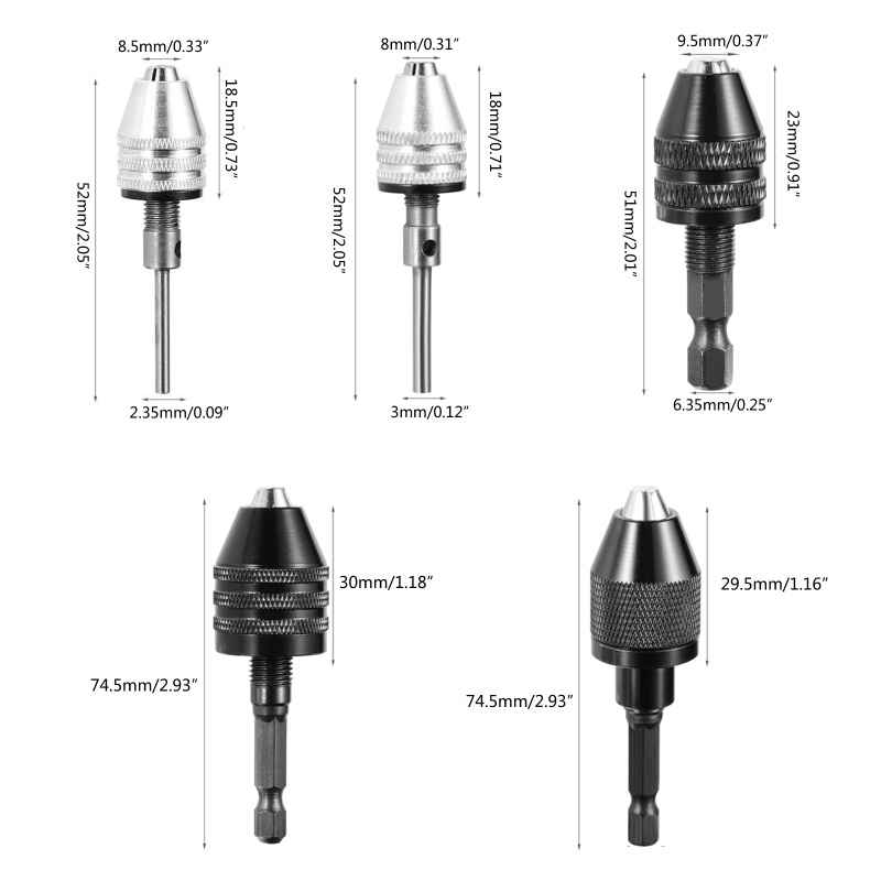 Đầu Kẹp Mũi Khoan Bằng Hợp Kim Carbon 0.3-6.5mm 1 / 4 &quot;