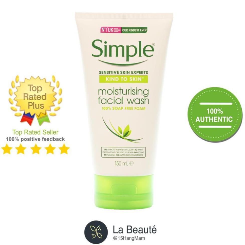 Simple Kind To Skin Moisturising Facial Wash- Sữa Rửa Mặt Cho Da Nhạy Cảm 150ml