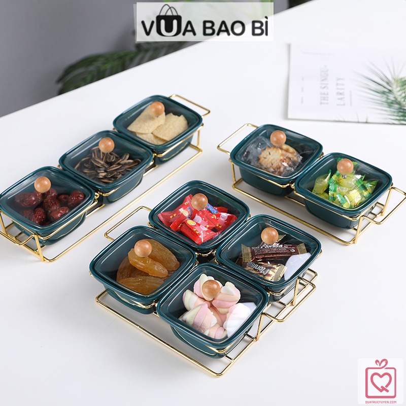 Khay mứt hũ đựng bánh kẹo hoa quả nắp Trong Suốt, hộp đựng hạt khô thực phẩm giá sắt sang trọng VUABAOBI