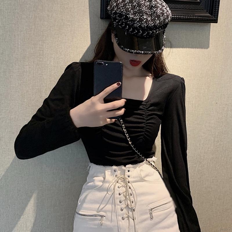 Áo Nữ Tay Dài Cổ Vuông Thời Trang Quyến Rũ