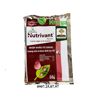 Phân bón lá Nutrivant Plus Rice 50gr Loang trải và bám dính cực tốt
