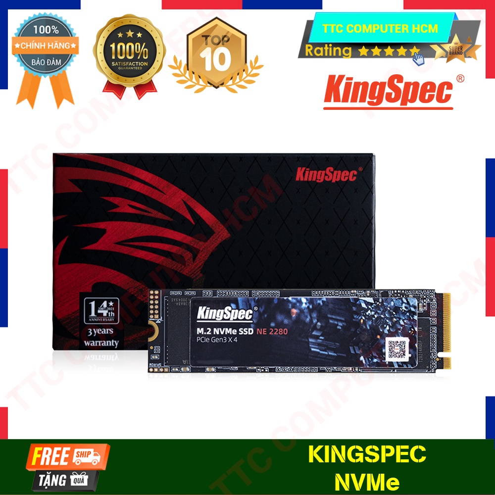KINGSPEC NVMe | Ổ cứng SSD KingSpec M2 PCIe Gen 3.0 x 4 NVMe 128GB/256GB/512GB/1TB - HÀNG CHÍNH HÃNG TTC COMPUTER HCM