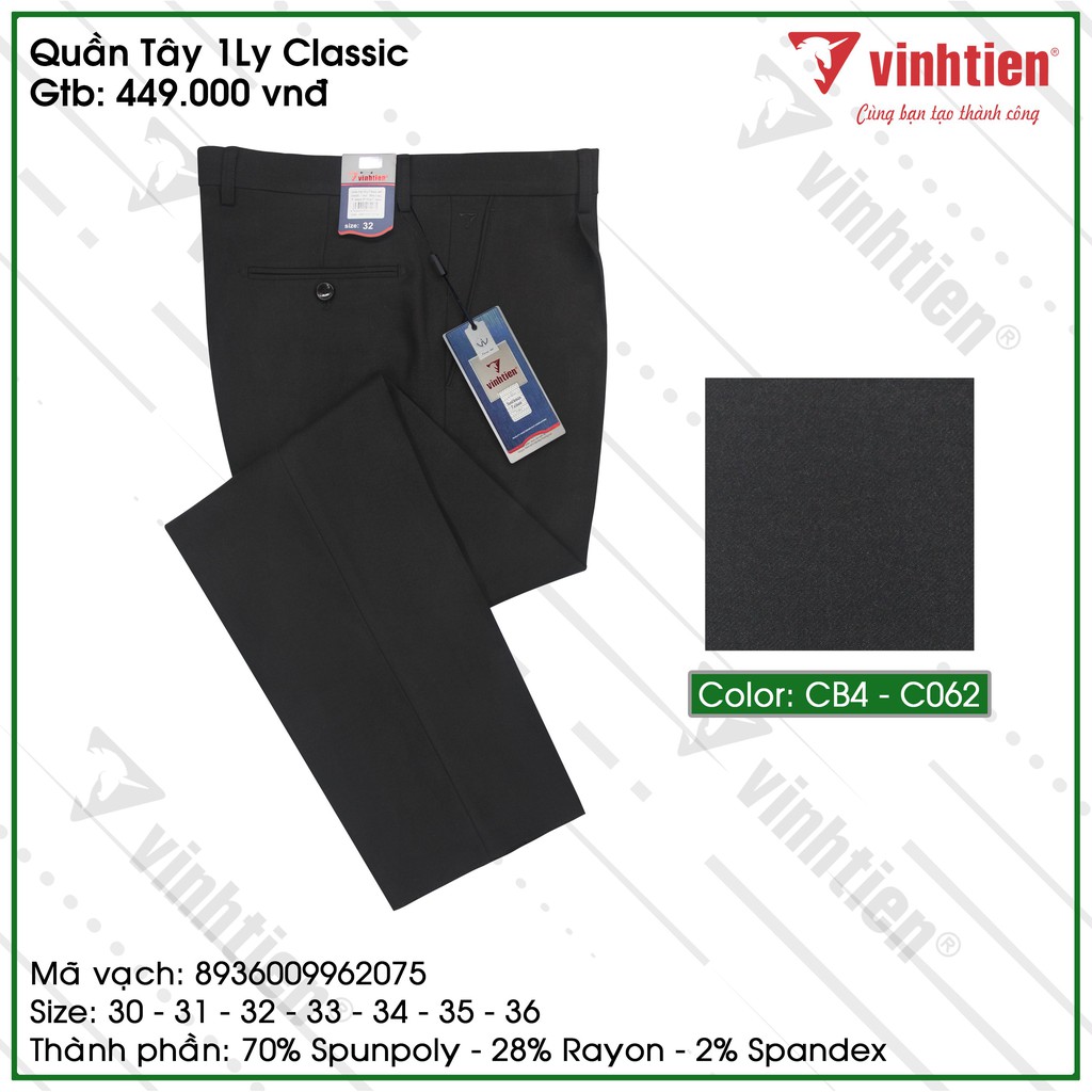 Quần Tây Nam Công Sở Xếp Ly Classic Vĩnh Tiến 449
