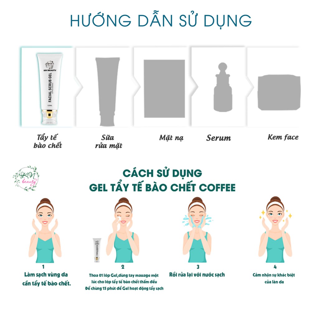 Gel Tẩy Tế Bào Chết Tinh Chất Cà Phê KN Beauty Facial Scrub Gel 120 ml