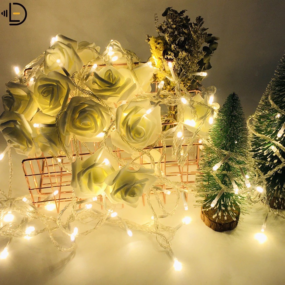 Bộ 3 Dây Đèn Led Fairylight Không Chớp Dài 8 Mét 50 Bóng Đom Đóm Vàng Nắng, Trang Trí Noel, Tết, Quán Cafe, Decor Nhà