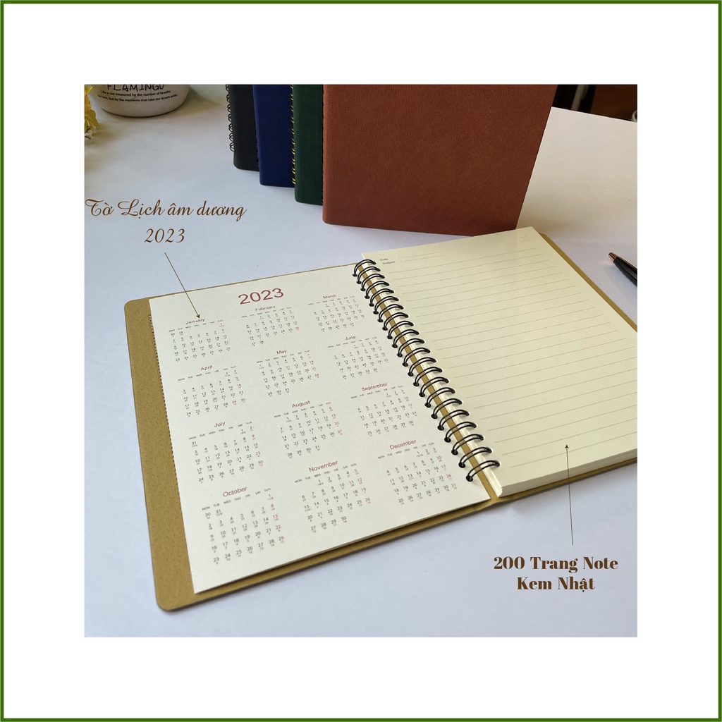 Sổ Tay A5 - Bìa Da PU Cao Cấp - Chống Thấm Nước - Gân Vải Jean