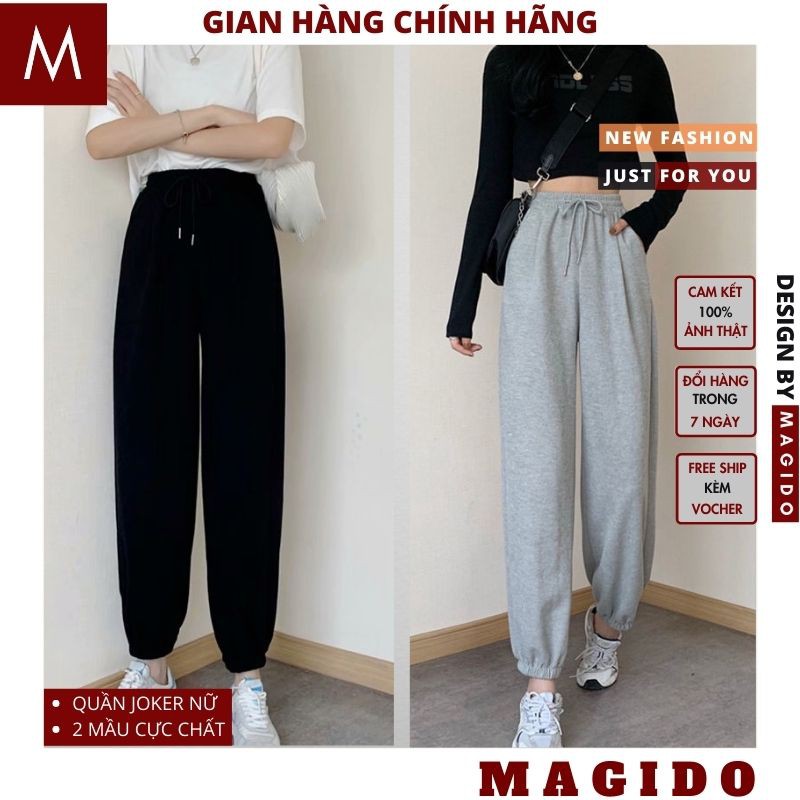Quần Nỉ Bom Bo Chân 💚 Quần Nỉ Unisex Nam Nữ Form Rộng, jogger phong cách hàn quốc nam nữ MAGIDO