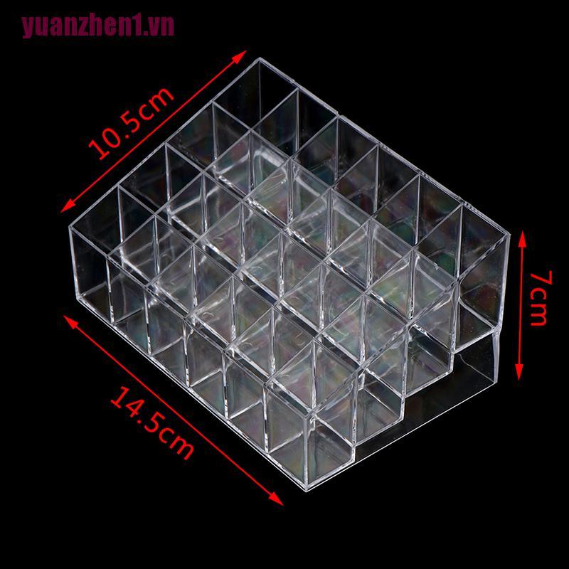 [Hàng mới về] Khay acrylic trong suốt 24 ngăn dùng để đựng son môi/ đồ trang điểm tiện lợi