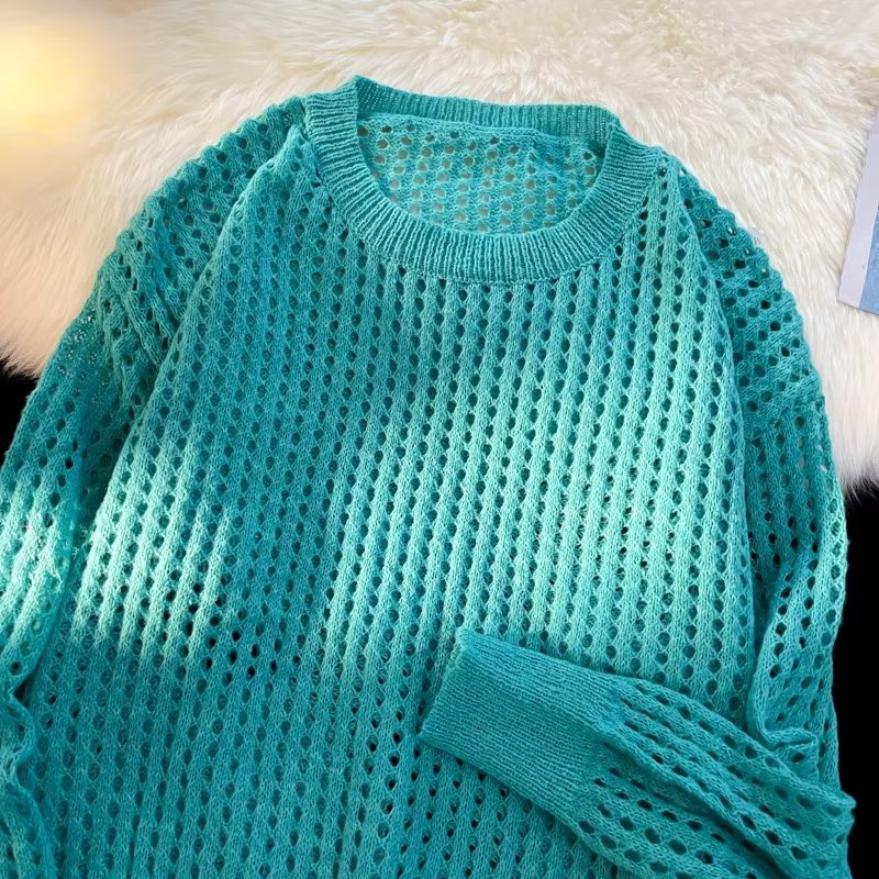 Áo Sweater Dệt Kim Dáng Rộng Cổ Tròn Màu Sắc Đơn Giản Thời Trang Xuân Thu Phong Cách Hàn Quốc Cho Nam