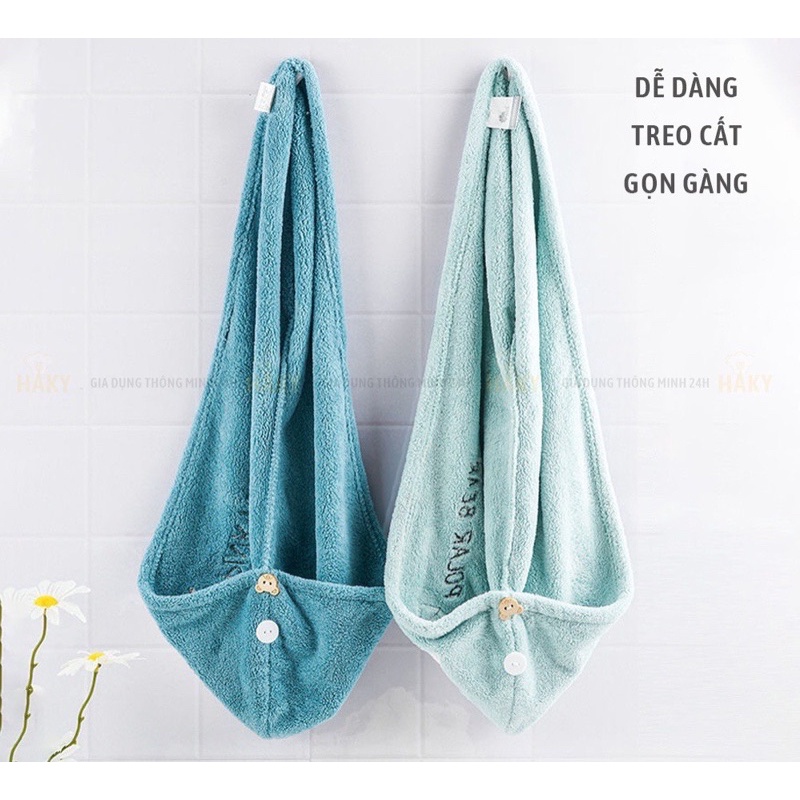 Khăn ủ tóc quấn đầu, khăn khô tóc cao cấp siêu thấm cotton dễ sử dụng,dụng cụ làm khô tóc