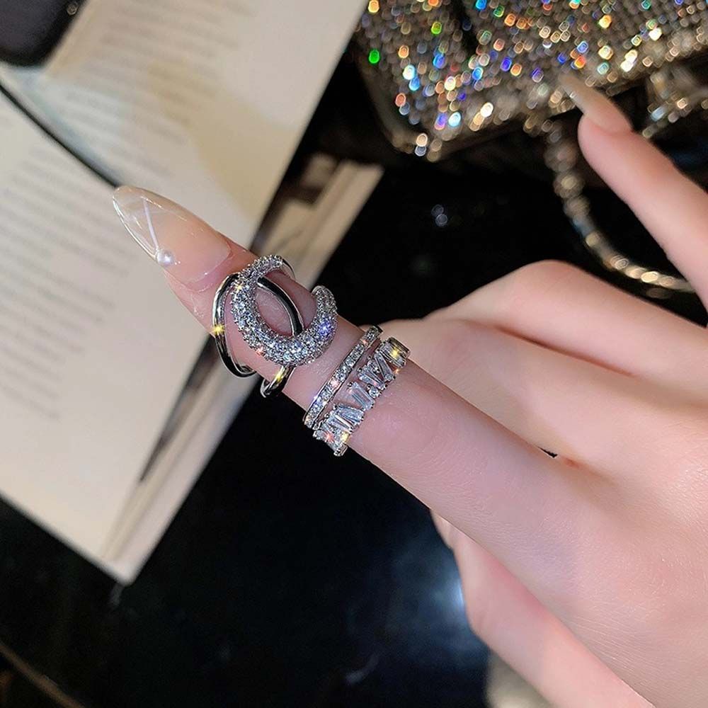 Nhẫn hở đính đá zircon phong cách Hàn Quốc sang trọng cho nữ