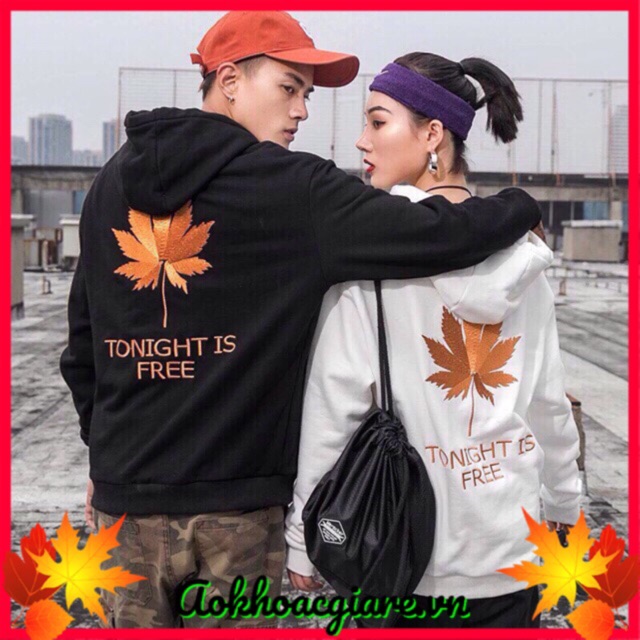 Áo khoác nỉ chui hoddie nam nữ thêu chiếc lá tonight