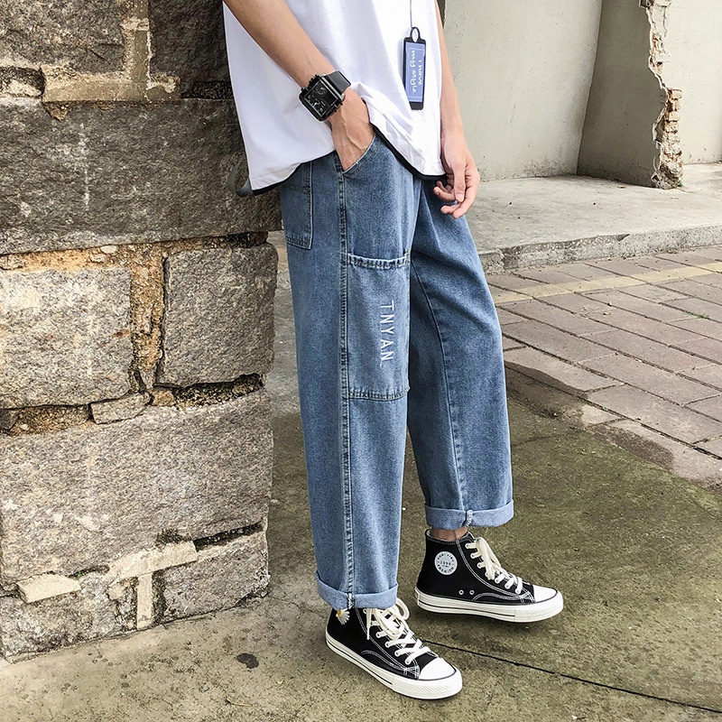 Quần jeans ống suông rộng thời trang mùa xuân hongkong dành cho nam 2021 | BigBuy360 - bigbuy360.vn