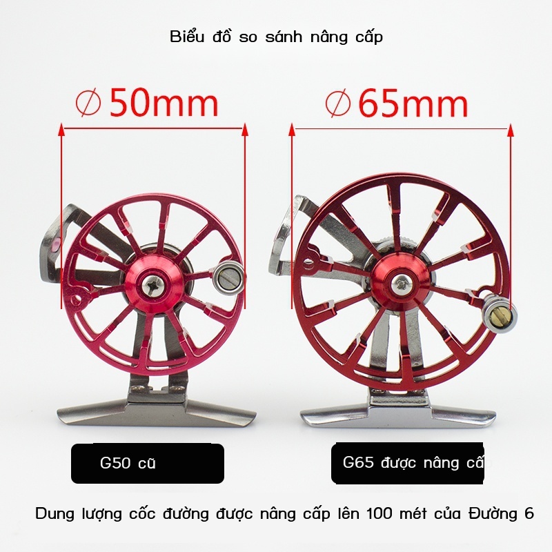 ✟✲Tất cả kim loại bánh trước bánh xe 65mm cần câu đá cần câu tay bánh xe cải tiến dây câu cá bánh xe khóa bánh xe với lự