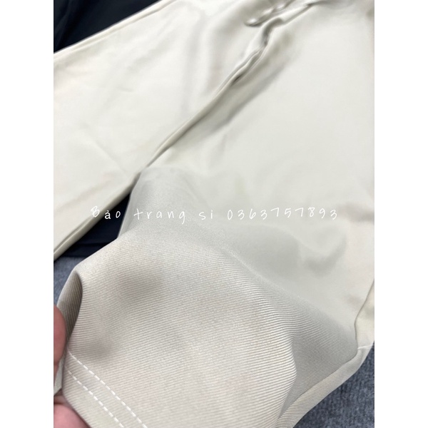 Quần Kaki Ống Rộng Buộc Nơ Eo - Quần Culottes Phong Cách Hàn Quốc Ống Suông